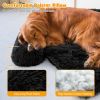 Black Plush Calming Dog Couch Bed with Anti-Slip Bottom - L