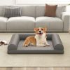 Egg-Foam Dog Crate Bed with 3-Side Bolster and Removable Washable Bed Cover - Gray