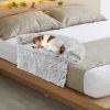 Gray Plush Calming Dog Couch Bed with Anti-Slip Bottom - S