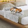 Gray Plush Calming Dog Couch Bed with Anti-Slip Bottom - M