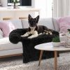 Black Plush Calming Dog Couch Bed with Anti-Slip Bottom - M