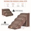 22 Inches and 11 Inches Foam Pet Stairs Set with 5-Tier and 3-Tier Dog Ramps - Brown