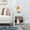 2-In-1 Dog House with Drawer and Wired Wireless Charging - White