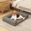 Egg-Foam Dog Crate Bed with 3-Side Bolster and Removable Washable Bed Cover - Gray