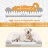 Egg-Foam Dog Crate Bed with 3-Side Bolster and Removable Washable Bed Cover - Beige