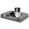 Egg-Foam Dog Crate Bed with 3-Side Bolster and Removable Washable Bed Cover - Gray