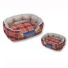 Touchdog 'Archi-Checked' Designer Plaid Oval Dog Bed - Red - Medium