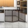 36 Inch Folding Wooden Freestanding Pet Gate Dog Gate with 360¬∞ Flexible Hinge - Dark Brown