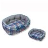 Touchdog 'Archi-Checked' Designer Plaid Oval Dog Bed - Blue - Large