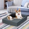 Orthopedic Dog Bed with Headrest and Removable Washable Cover - Gray