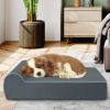 Orthopedic Dog Bed with Headrest and Removable Washable Cover - Gray