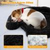 Black Plush Calming Dog Couch Bed with Anti-Slip Bottom - S