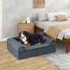 Orthopedic Dog Bed Memory Foam Pet Bed with Headrest for Large Dogs - Gray