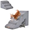 22 Inches and 11 Inches Foam Pet Stairs Set with 5-Tier and 3-Tier Dog Ramps - Gray