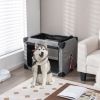 M/L 3-Door Dog Crate with Removable Pad and Metal Frame - L