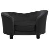 Dog Sofa Black 27.2"x19.3"x15.7" Plush and Faux Leather - Black