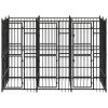 Outdoor Dog Kennel Steel 59.5 ft¬≤ - Black