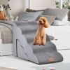 22 Inches and 11 Inches Foam Pet Stairs Set with 5-Tier and 3-Tier Dog Ramps - Gray