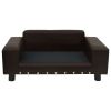 Dog Sofa Brown 31.9"x16.9"x12.2" Plush and Faux Leather - Brown