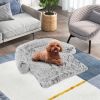 Gray Plush Calming Dog Couch Bed with Anti-Slip Bottom - S