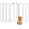 36 Inch Folding Wooden Freestanding Pet Gate Dog Gate with 360¬∞ Flexible Hinge - White