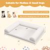 Egg-Foam Dog Crate Bed with 3-Side Bolster and Removable Washable Bed Cover - Beige