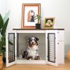 Furniture style dog cage, wooden dog cage, double door dog cage, side cabinet dog cage, Dog crate - as Pic