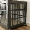 Furniture style dog crate wrought iron frame door with side openings, Grey, 38.4''W x 27.7''D x 30.2''H. - Grey