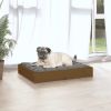 Dog Bed Honey Brown 24.2"x19.3"x3.5" Solid Wood Pine - Brown