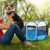 Portable Foldable Pet Playpen Exercise Pen Kennel Removable Zipper Top and Bottom Water Resistant Indoor Outdoor Use For Dogs Cats Other Pets - Blue