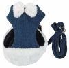 Pet Life Luxe 'Pom Draper' 2-In-1 Mesh Reversed Adjustable Dog Harness-Leash W/ Pom-Pom Bowtie - X-Small