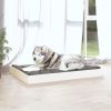 Dog Bed White 40"x29.1"x3.5" Solid Wood Pine - White