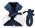 Pet Life Luxe 'Pom Draper' 2-In-1 Mesh Reversed Adjustable Dog Harness-Leash W/ Pom-Pom Bowtie - X-Small