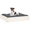 Dog Bed White 20.3"x17.3"x3.5" Solid Wood Pine - White