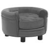 Dog Sofa Gray 18.9"x18.9"x12.6" Plush and Faux Leather - Grey