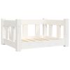 Dog Bed White 21.9"x17.9"x11" Solid Wood Pine - White