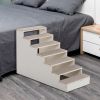 7-Tier Pet Stair, Portable Pet Ramp, Pet Furniture Dog Ladder with Felt Pad, Non-Slip Mat for Couch, Sofa, High Bed, Natural - As pic