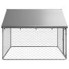 Outdoor Dog Kennel with Roof 78.7"x78.7"x59.1" - Silver