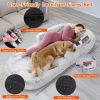 Large Foldable Human Size Dog Bed With Pillow Blanket Flurry Plush Napping Human-Sized Dog Bed  - Light Grey