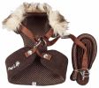 Pet Life Luxe 'Furracious' 2-In-1 Mesh Reversed Adjustable Dog Harness-Leash W/ Removable Fur Collar - Brown - X-Small