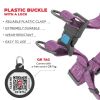 Purple Re Cotton Dog Harness Eco Friendly M Size 23-32 inch for Small Dogs Medium Dogs Reflective Harness with QR ID Tag - Waudog