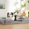 Pet Dog Bed Soft Warm Plush Puppy Cat Bed Cozy Nest Sofa Non-Slip Bed Cushion Mat Removable Washable Cover Waterproof Lining For Small Medium Dog - L