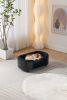 Scandinavian style Elevated Dog Bed Pet Sofa With Solid Wood legs and Black Bent Wood Back, Cashmere Cushion,Small Size - as Pic