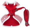 Pet Life Luxe 'Spawling' 2-In-1 Mesh Reversed Adjustable Dog Harness-Leash W/ Fashion Bowtie - Red - Large