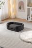 Scandinavian style Elevated Dog Bed Pet Sofa With Solid Wood legs and Black Bent Wood Back, Cashmere Cushion,Mid Size - as Pic