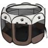 Portable Foldable Pet Playpen Exercise Pen Kennel Removable Zipper Top and Bottom Water Resistant Indoor Outdoor Use For Dogs Cats Other Pets - Coffee