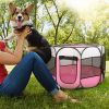 Portable Foldable Pet Playpen Exercise Pen Kennel Removable Zipper Top and Bottom Water Resistant Indoor Outdoor Use For Dogs Cats Other Pets - Pink