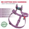 Purple Re Cotton Dog Harness Eco Friendly M Size 23-32 inch for Small Dogs Medium Dogs Reflective Harness with QR ID Tag - Waudog