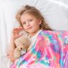 Glow in The Dark Blanket Pink Flannel Fleece Blankets for Girls Two Sided Unicorn Kids Blanket 6 Hours Glow in The Dark Blankets 50x60 Inches - Pureva