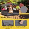 Outdoor Wicker Dog House with Weatherproof Roof - Gray